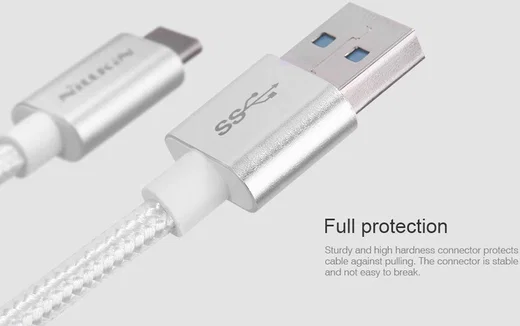 Nillkin Elite USB-C kabel 1 meter sterk nylon zilver afbeelding 5