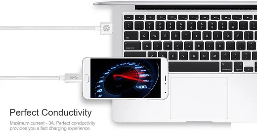 Nillkin Elite USB-C kabel 1 meter sterk nylon zilver afbeelding 6