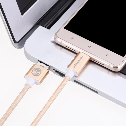 Nillkin Elite USB-C kabel 1 meter sterk nylon goud afbeelding 2