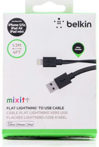 Belkin Platte Apple Lightning Kabel 1.2 meter Zwart afbeelding 2