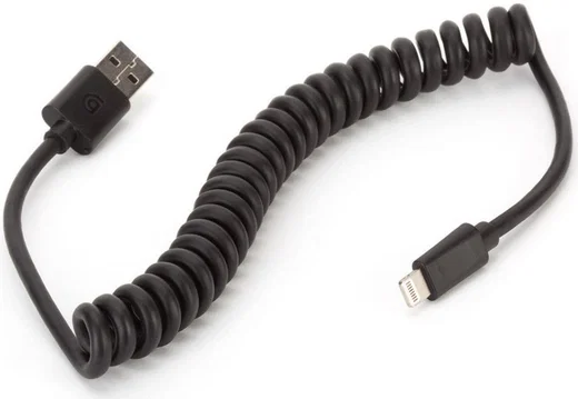 Griffin Charge/Sync Lightning 1.2 Meter Krulsnoer Kabel Zwart afbeelding 1