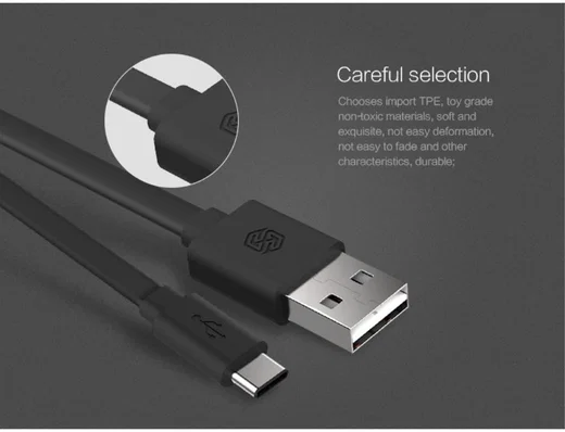 Nillkin USB-C 1.2 Meter 2A Platte Kabel Zwart afbeelding 15