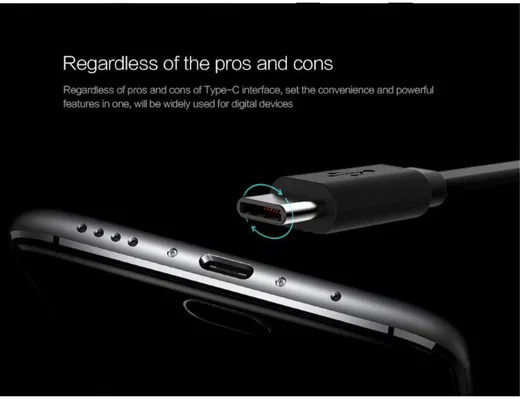 Nillkin USB-C 1.2 Meter 2A Platte Kabel Zwart afbeelding 2
