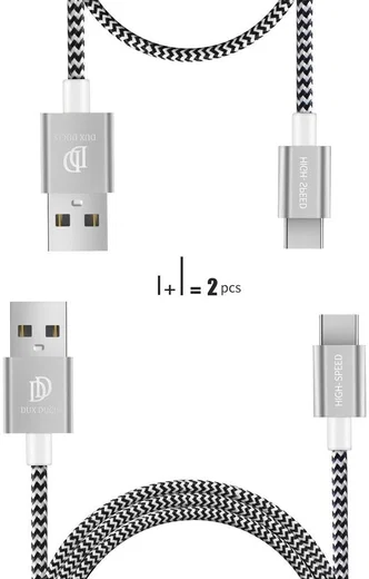 Dux Ducis USB C kabels Set Gevlochten 1 en 0,2 meter Zilver afbeelding 2
