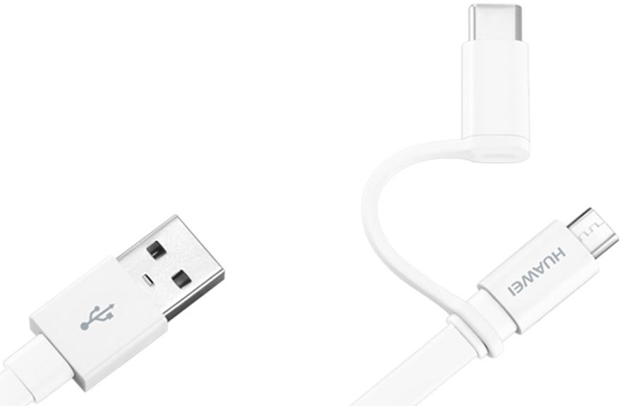 Huawei Duo Kabel USB-C Micro USB 1.5 Meter Wit afbeelding 2