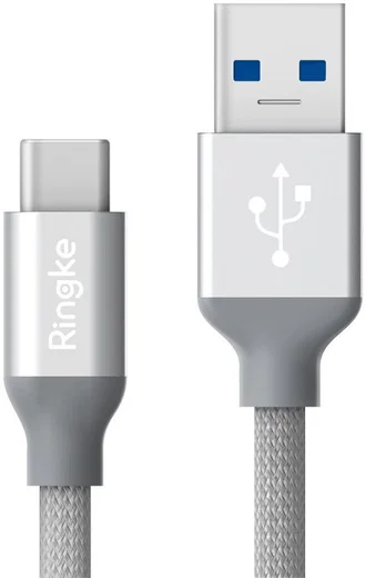 Ringke USB-C Kabel Gevlochten 1 meter Grijs afbeelding 1