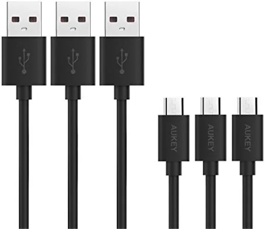 Aukey Micro USB Kabel Set van 3 Stuks Zwart afbeelding 1
