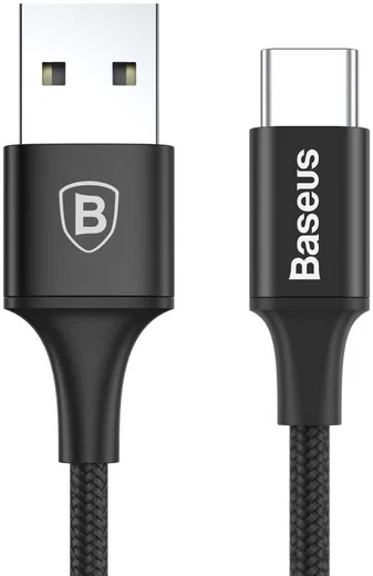 Baseus Gevlochten USB C Kabel 2 Meter met LED Lampje Zwart afbeelding 3