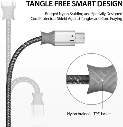 Ringke Smart Fish Micro-USB Kabel Gevlochten 0.2 Meter Grijs afbeelding 7