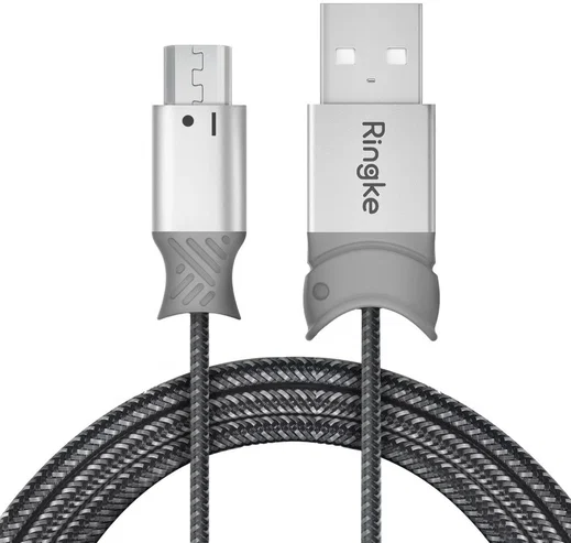 Ringke Smart Fish Micro-USB Kabel Gevlochten 0.2 Meter Grijs afbeelding 2