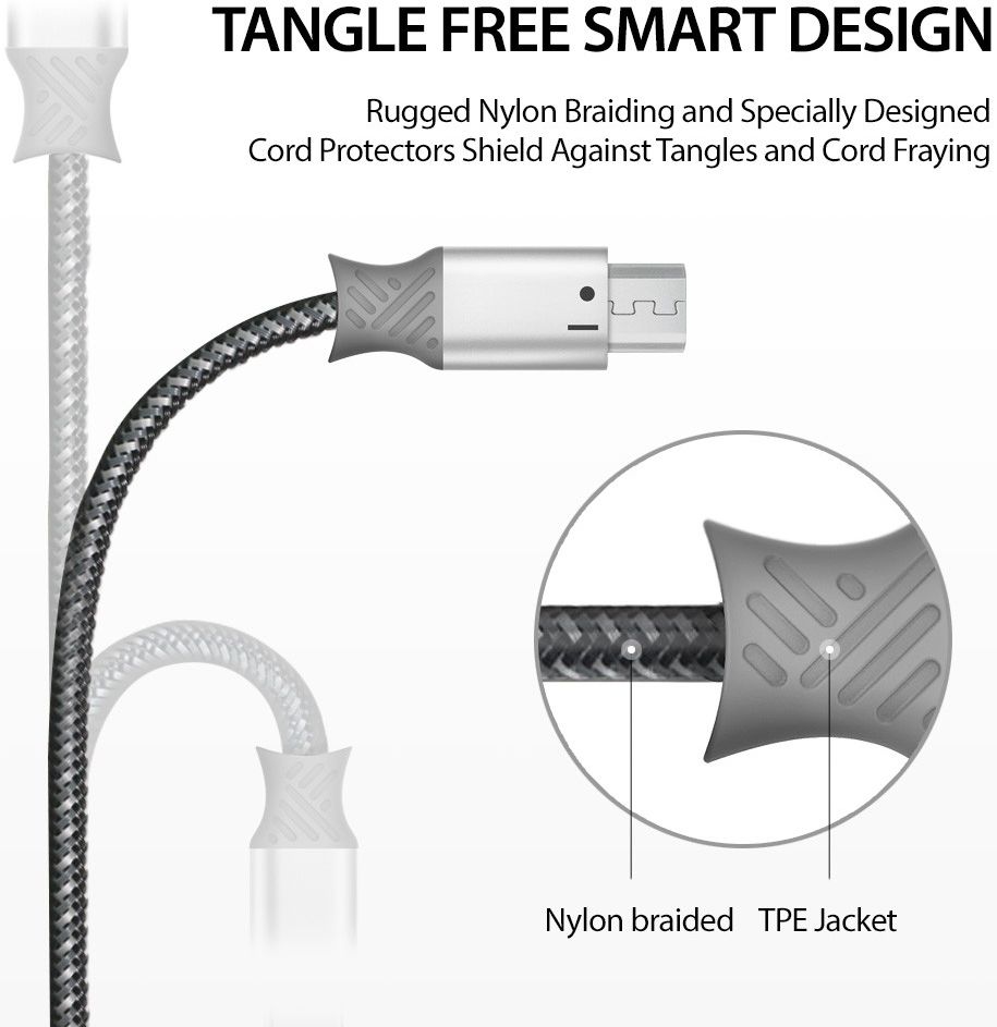Ringke Smart Fish Micro-USB Kabel Gevlochten 1.2 Meter Grijs afbeelding 7