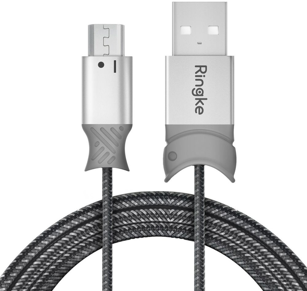 Ringke Smart Fish Micro-USB Kabel Gevlochten 1.2 Meter Grijs afbeelding 2