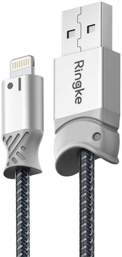 Ringke Gevlochten iPhone Kabel 1.2 Meter Grijs afbeelding 2