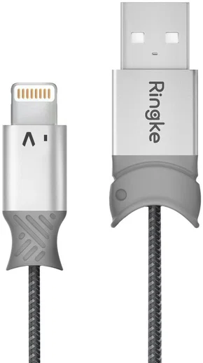 Ringke Gevlochten iPhone Kabel 1.2 Meter Grijs afbeelding 5