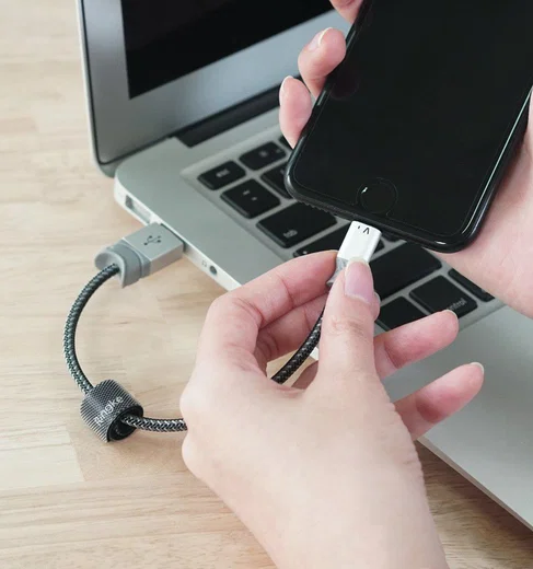 Ringke Gevlochten iPhone Kabel 1.2 Meter Grijs afbeelding 7