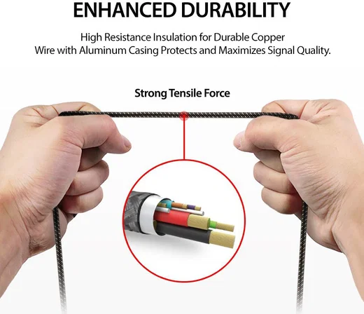 Ringke Gevlochten iPhone Kabel 1.2 Meter Grijs afbeelding 9