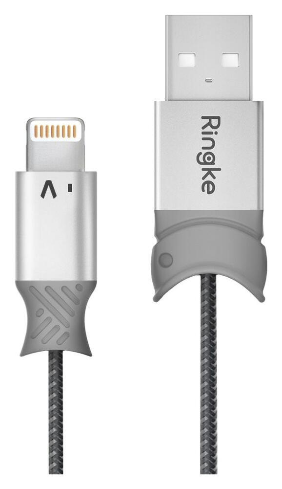 Ringke Gevlochten iPhone Kabel 20CM Grijs afbeelding 1