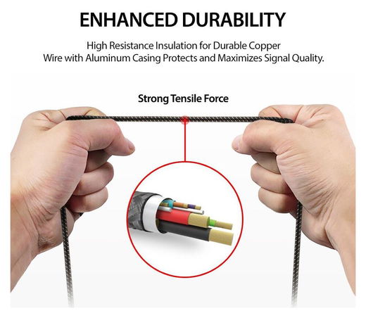 Ringke Gevlochten iPhone Kabel 20CM Grijs afbeelding 7