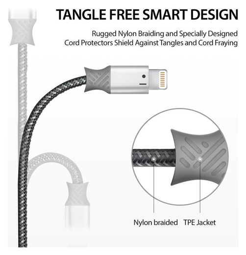 Ringke Gevlochten iPhone Kabel 20CM Grijs afbeelding 8
