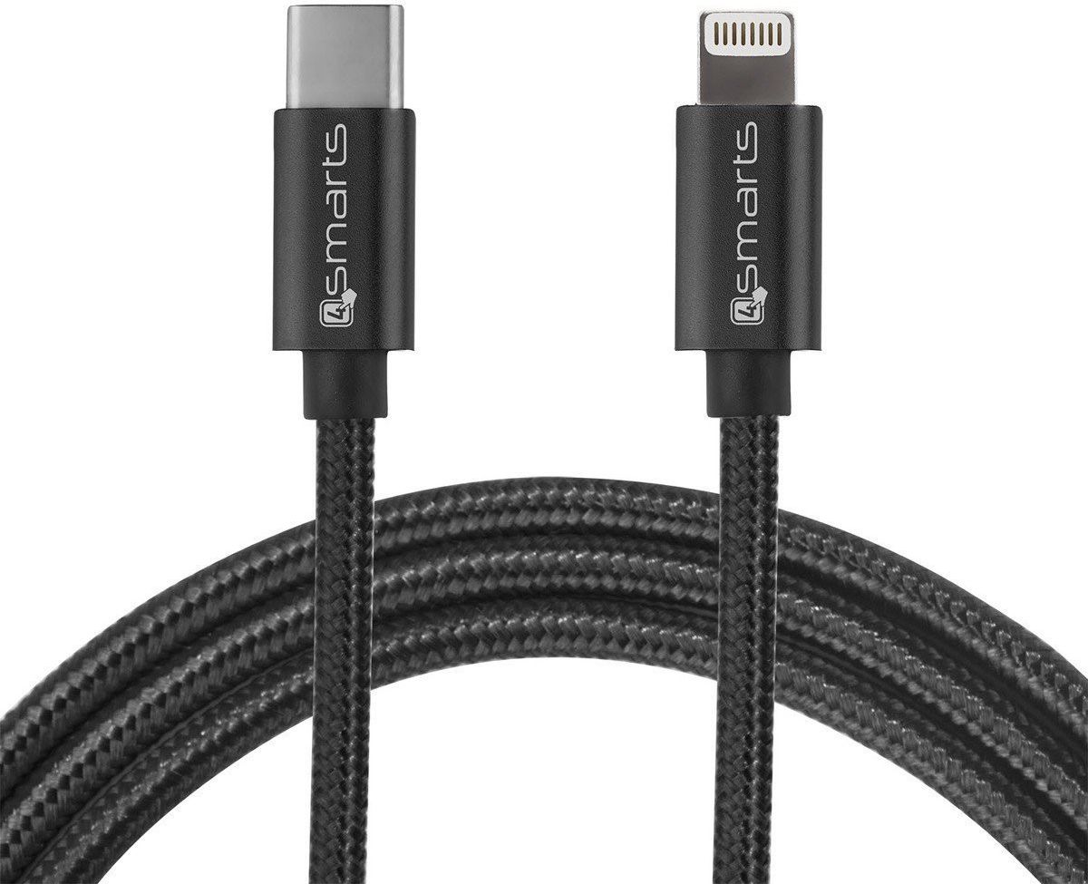 4smarts USB Type C naar Lightning Kabel: 1 meter Zwart afbeelding 1
