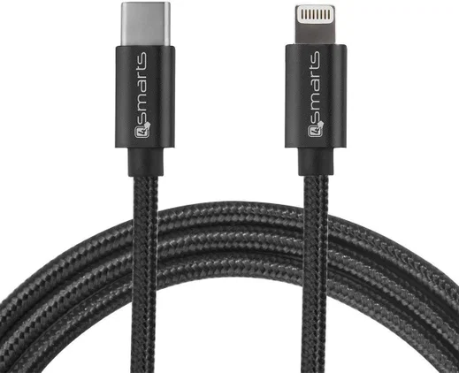 4smarts USB Type C naar Lightning Kabel: 1 meter Zwart afbeelding 1