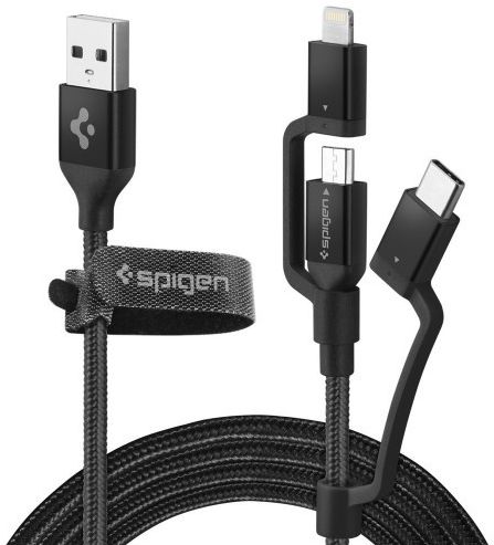 Spigen Essential 3-in-1 Kabelset 1.5 Meter Zwart afbeelding 1