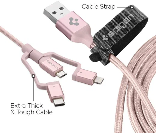 Spigen Essential 3-in-1 Kabelset 1.5 Meter Rose Gold afbeelding 6