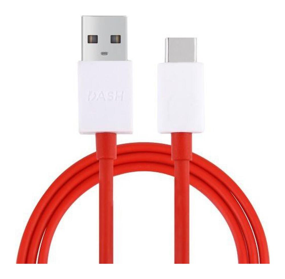 Originele OnePlus Dash USB-A naar USB-C kabel 1 Meter Rood/Wit afbeelding 1