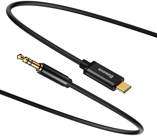 Baseus USB C naar 3.5mm Jack Kabel 1.2 Meter Zwart afbeelding 2