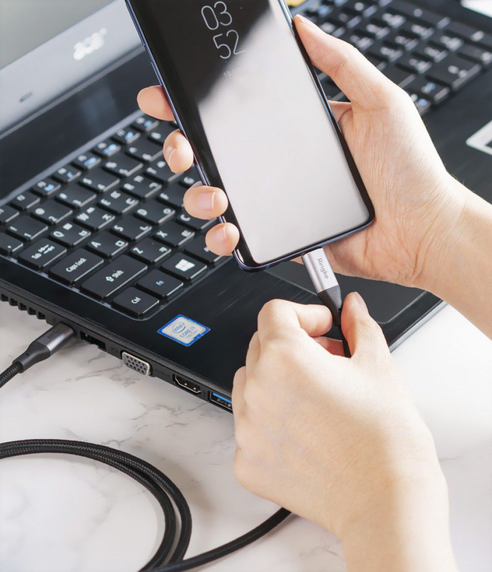 Ringke USB-C naar USB-C Kabel 1.2 Meter Zwart afbeelding 3