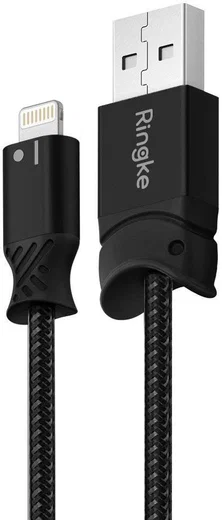 Ringke Gevlochten iPhone Kabel 1.2 Meter Zwart afbeelding 1