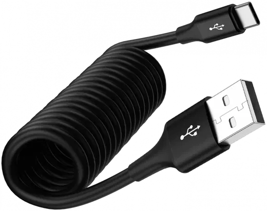 SBG Universele Rekbare USB-C Krulsnoer Kabel 1 Meter Zwart afbeelding 6