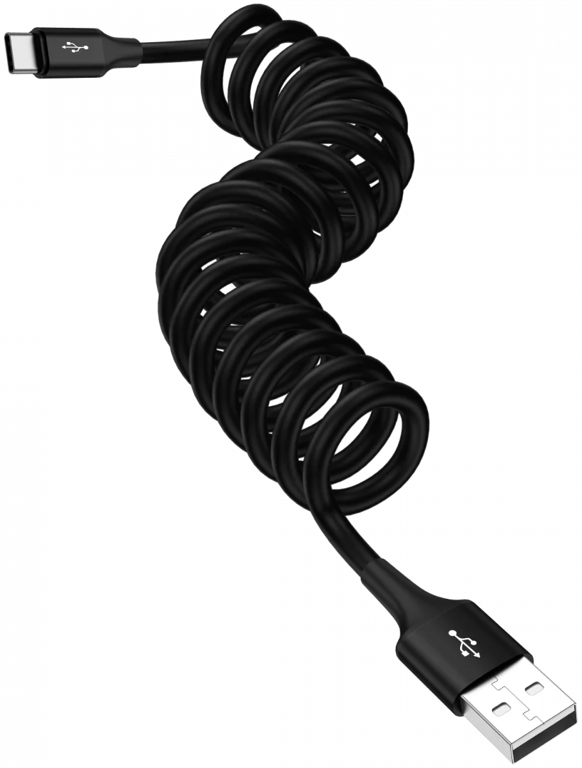 SBG Universele Rekbare USB-C Krulsnoer Kabel 1 Meter Zwart afbeelding 8