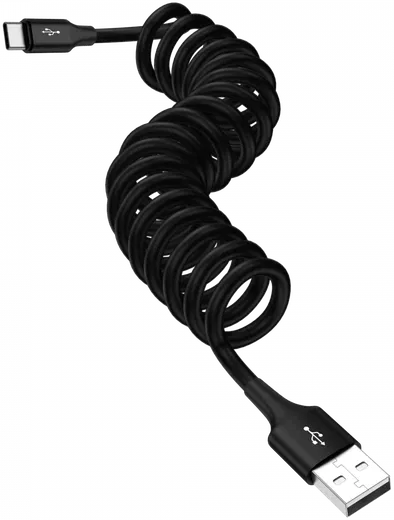 SBG Universele Rekbare USB-C Krulsnoer Kabel 1 Meter Zwart afbeelding 8