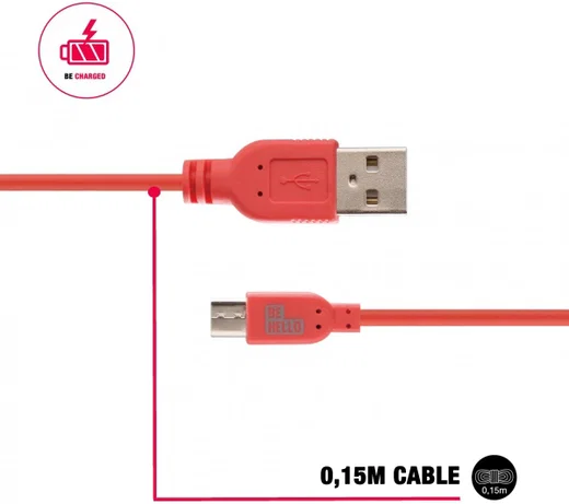 BeHello 0.15 Meter Micro-USB Kabel Rood afbeelding 2