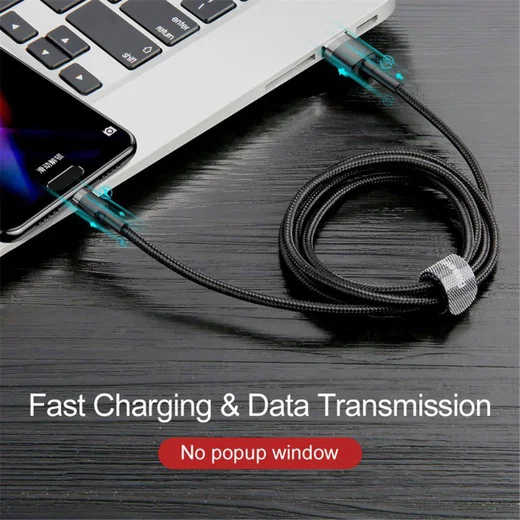 Baseus USB-C Fast Charge Kabel Gevlochten 1 Meter 3A Zwart Grijs afbeelding 13