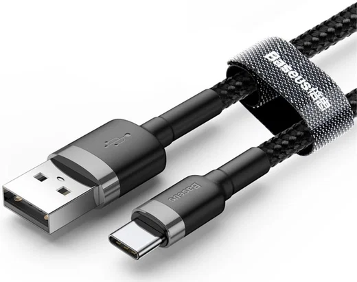Baseus USB-C Fast Charge Kabel Gevlochten 1 Meter 3A Zwart Grijs afbeelding 4