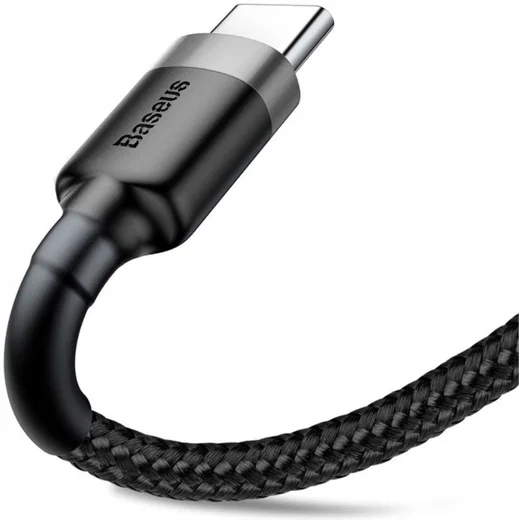 Baseus USB-C Fast Charge Kabel Gevlochten 1 Meter 3A Zwart Grijs afbeelding 6