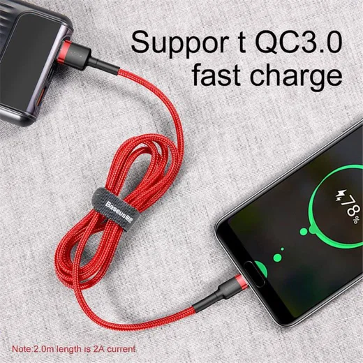 Baseus Gewoven USB-C Fast Charge Kabel 1 Meter Rood afbeelding 11