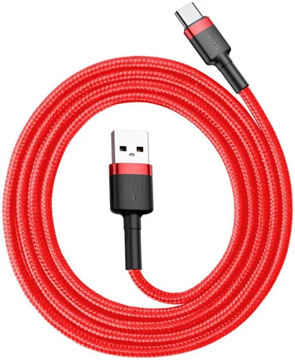 Baseus Gewoven USB-C Fast Charge Kabel 1 Meter Rood afbeelding 2