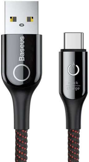 Baseus USB-C Gevlochten Data Kabel 1M Zwart afbeelding 1