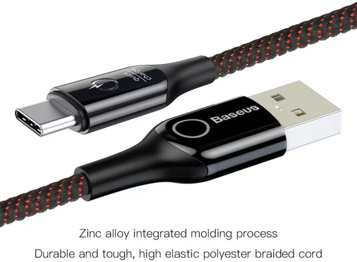 Baseus USB-C Gevlochten Data Kabel 1M Zwart afbeelding 6