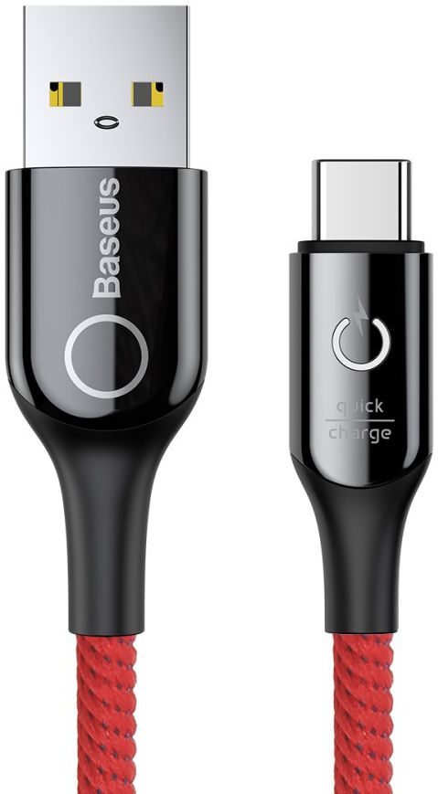 Baseus USB-C Gevlochten Data Kabel 1M Rood afbeelding 1