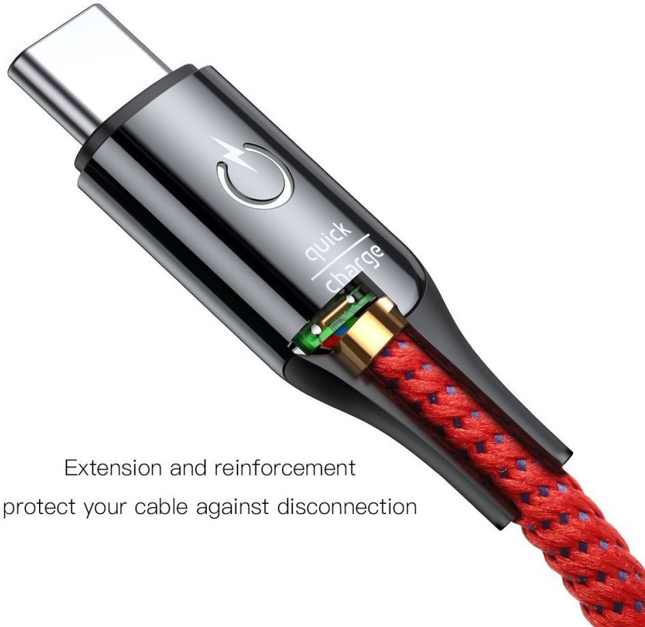 Baseus USB-C Gevlochten Data Kabel 1M Rood afbeelding 3