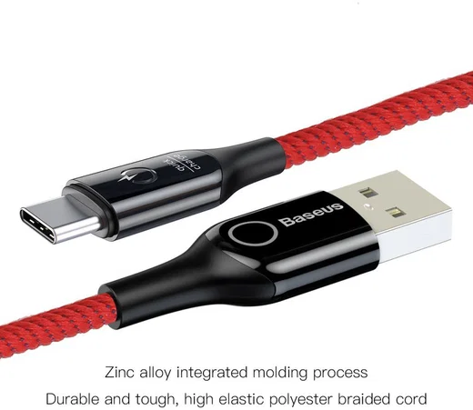 Baseus USB-C Gevlochten Data Kabel 1M Rood afbeelding 6