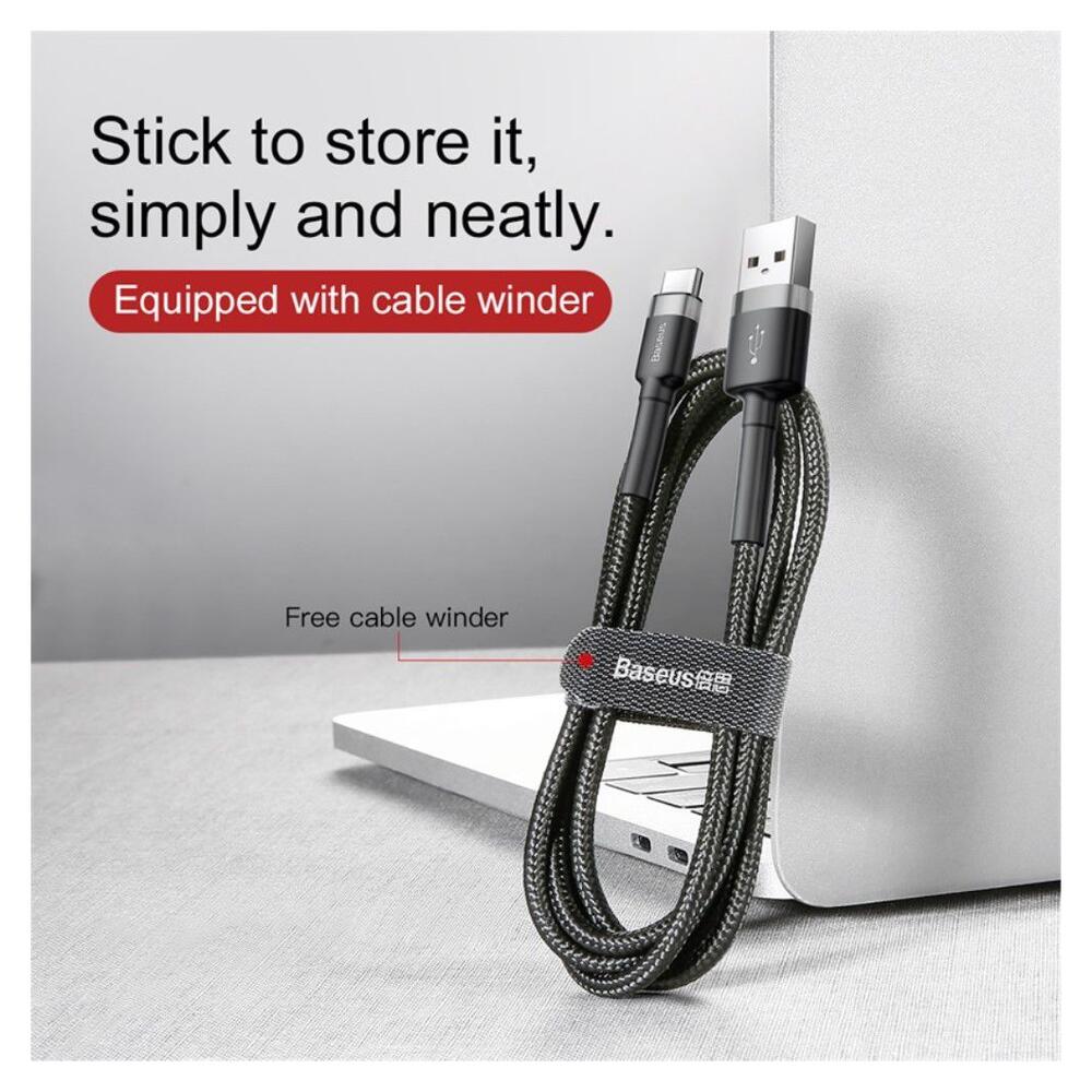 Baseus Gevlochten USB Type C Kabel 2 Meter 2A Zwart Grijs afbeelding 11