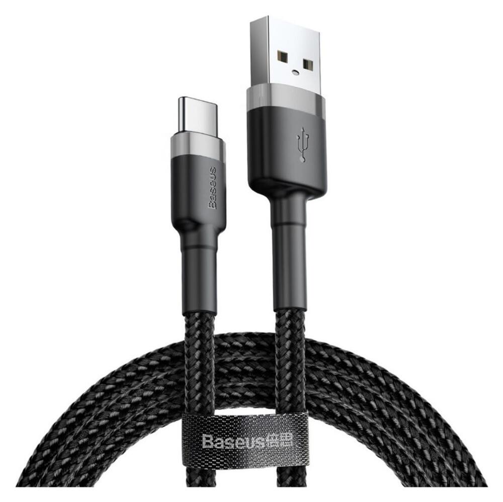 Baseus Gevlochten USB Type C Kabel 2 Meter 2A Zwart Grijs afbeelding 1