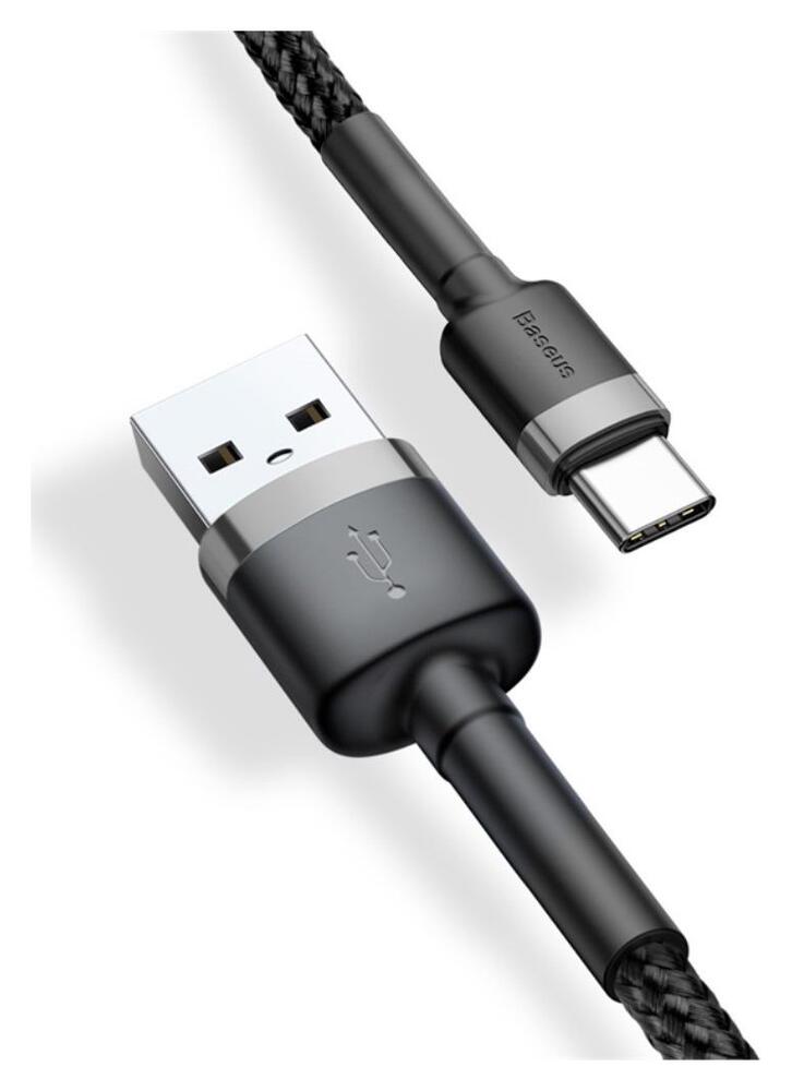 Baseus Gevlochten USB Type C Kabel 2 Meter 2A Zwart Grijs afbeelding 4