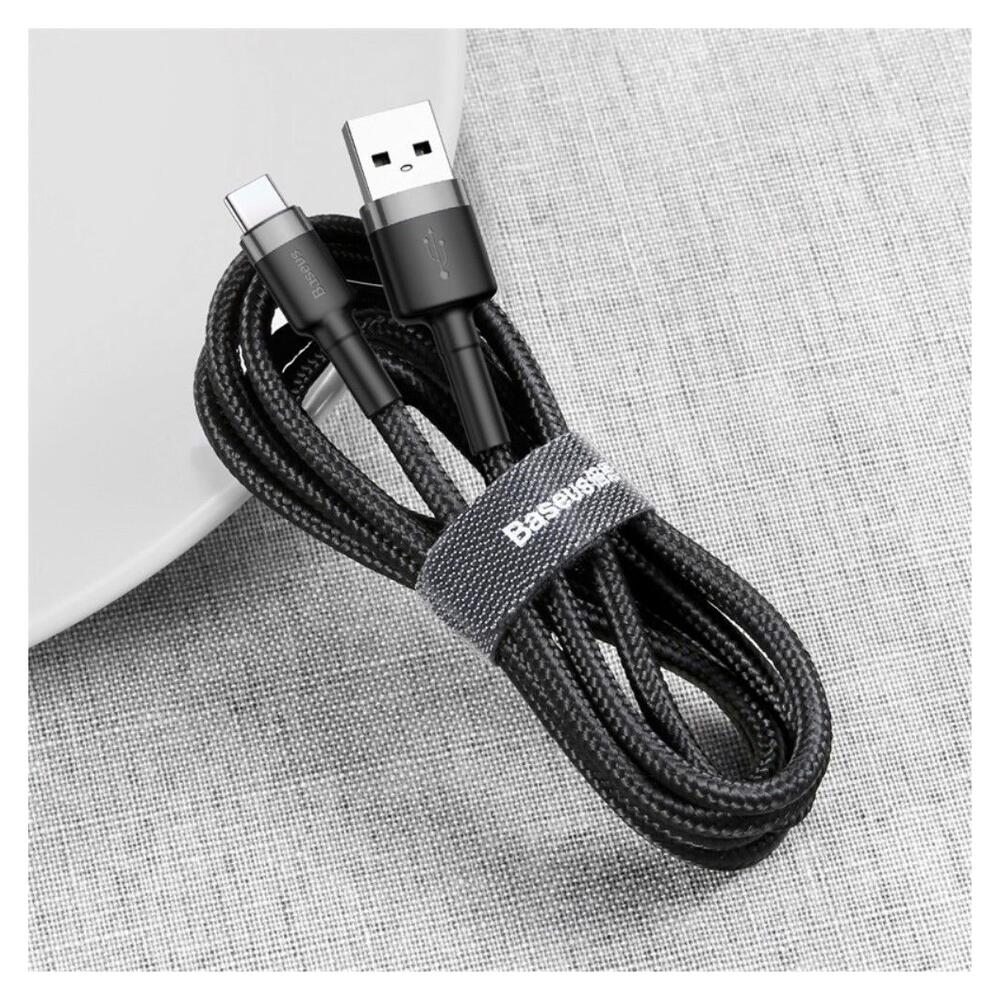 Baseus Gevlochten USB Type C Kabel 2 Meter 2A Zwart Grijs afbeelding 6