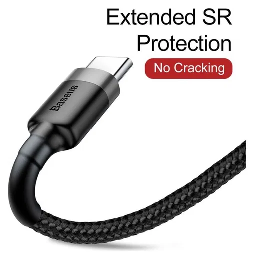 Baseus Gevlochten USB Type C Kabel 2 Meter 2A Zwart Grijs afbeelding 8